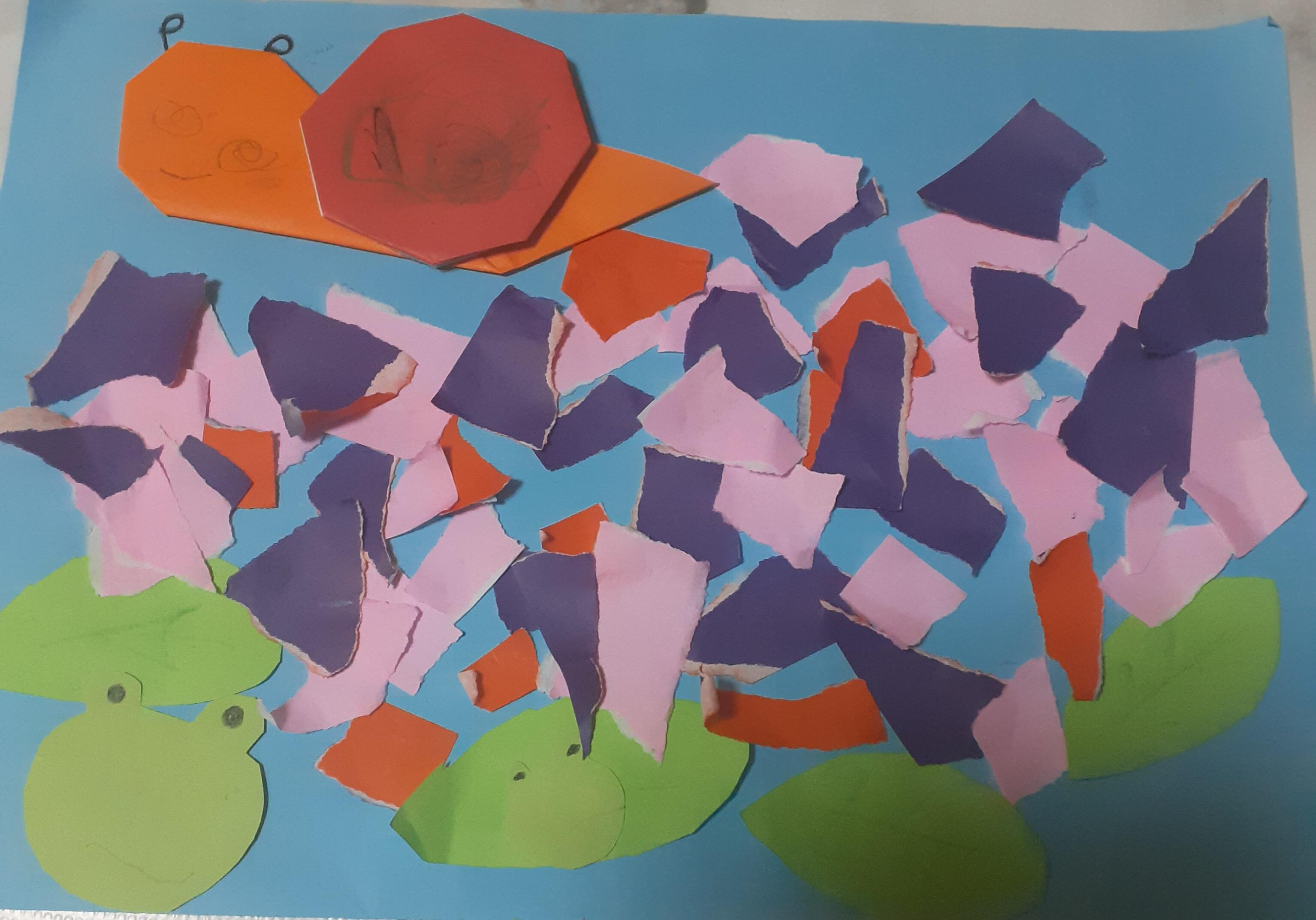 ミモご利用のお子様と一緒に、制作しました✨折り紙をちぎったり、色を選んでカタツムリの柄を書いたり、お子様の段階に応じて、遊びのなかで成長を促すこと大切にしています。こどもの才能は無限大♾️ですね